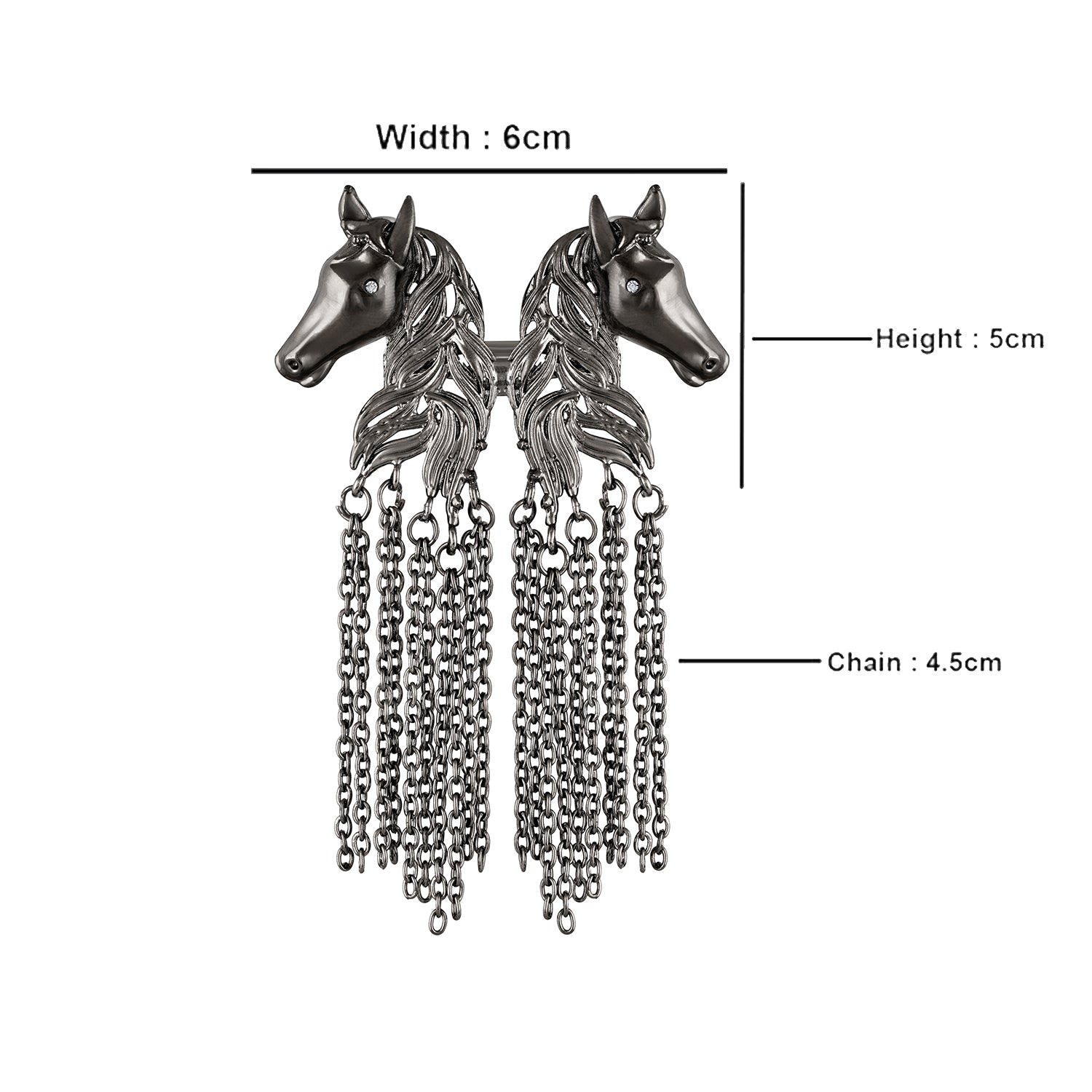 Dual Horse-Shaped Tassel Chain Shervani Brooch