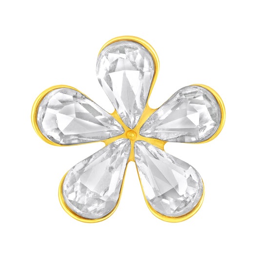 5 White Petals Floral Brooch