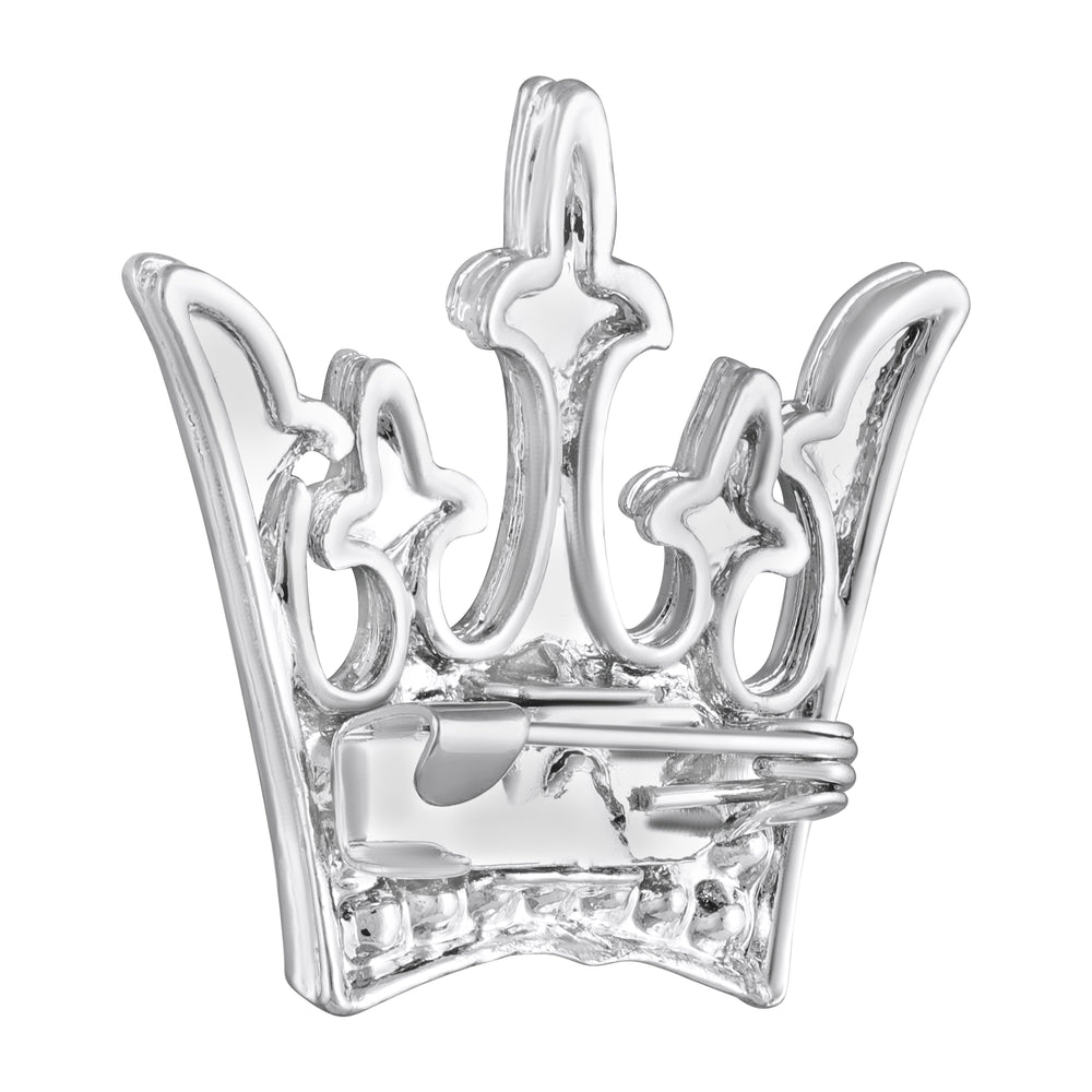 Regal Crown Brooch with Studded Red Crystals