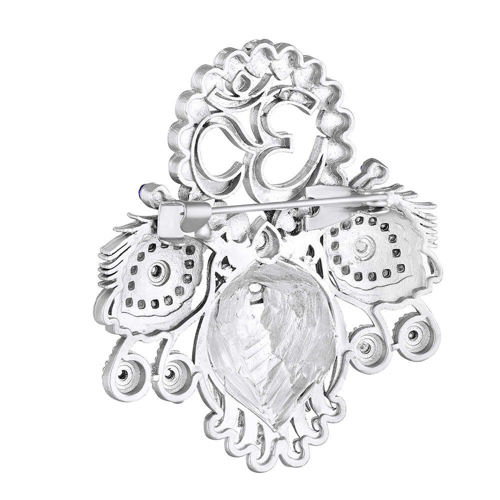 Om & Peacock-Feather-Themed Colurful Brooch