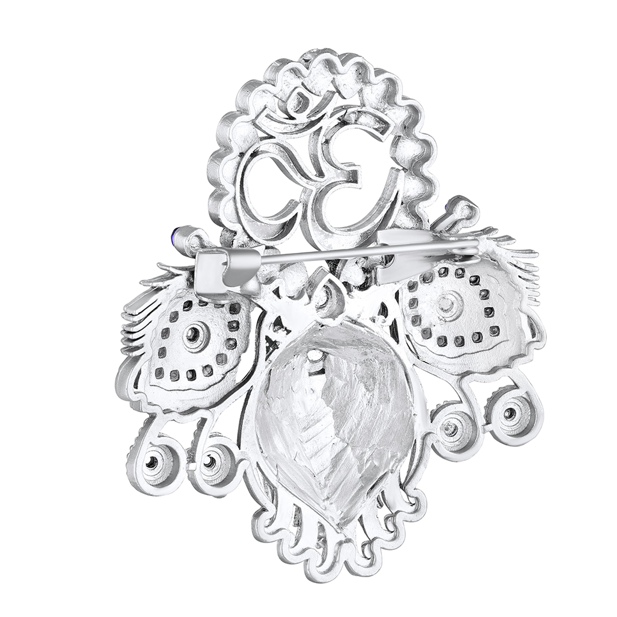 Om & Peacock-Feather-Themed Colurful Brooch