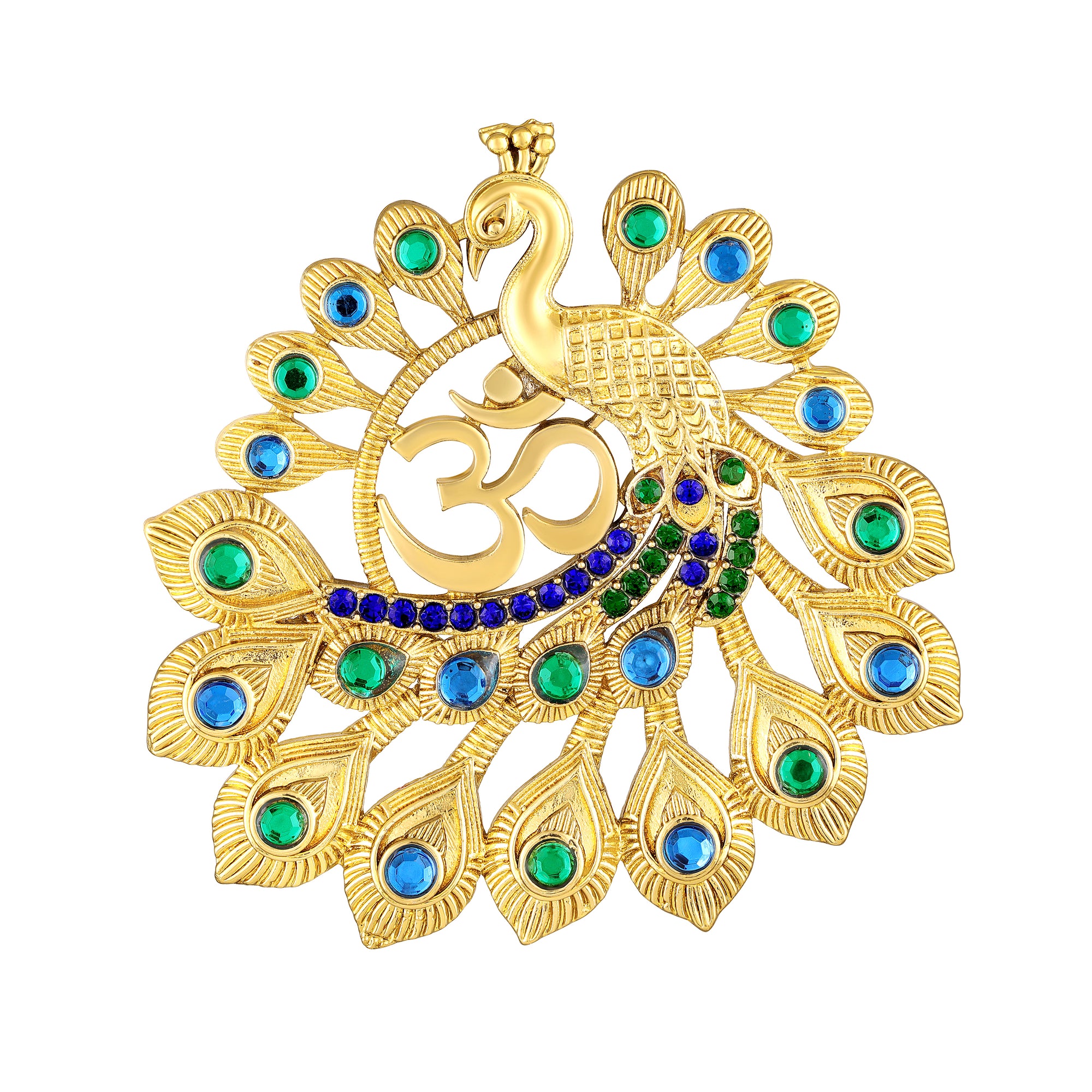 Om Peacock-Shaped Designer Brooch