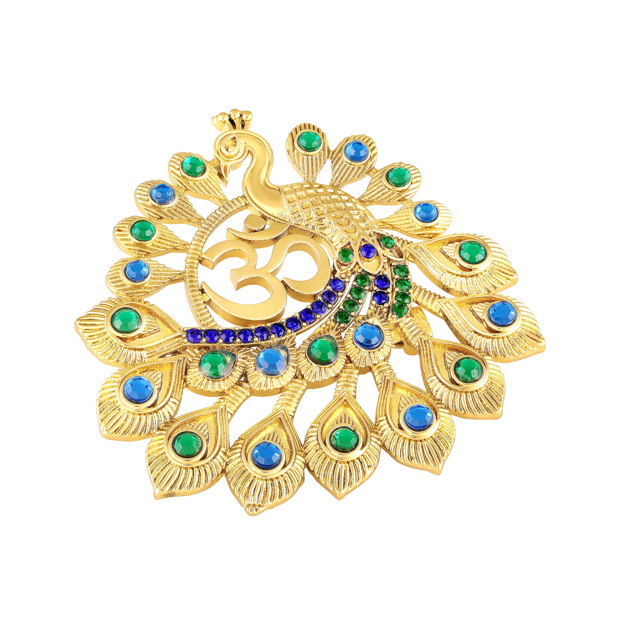 Om Peacock-Shaped Designer Brooch
