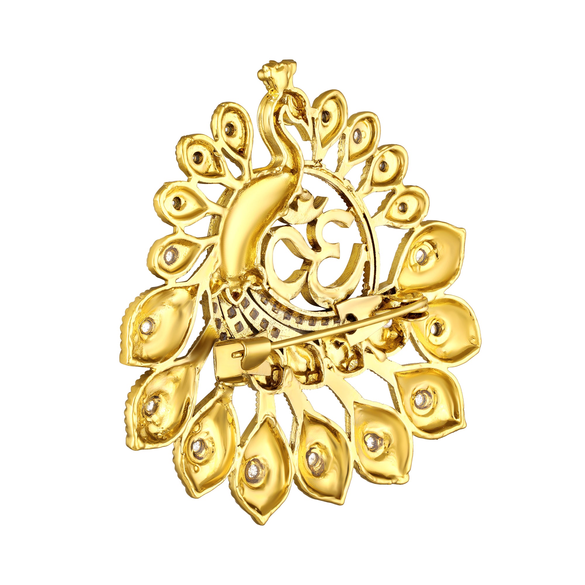 Om Peacock-Shaped Designer Brooch