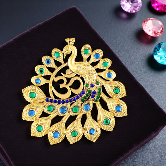 Om Peacock-Shaped Designer Brooch