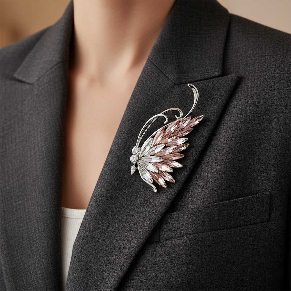 Sparkling Color Changing Stones Butterfly Brooch / Saree Pin