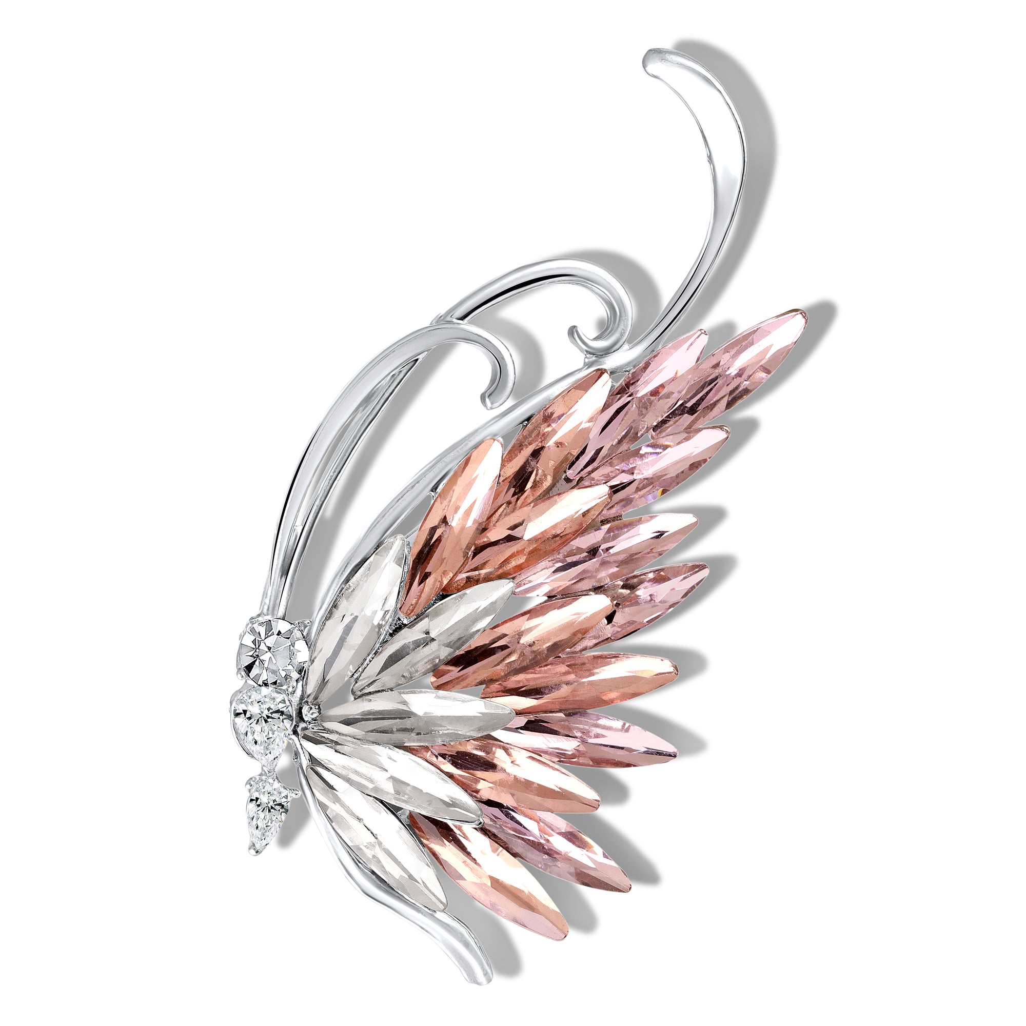 Sparkling Color Changing Stones Butterfly Brooch / Saree Pin