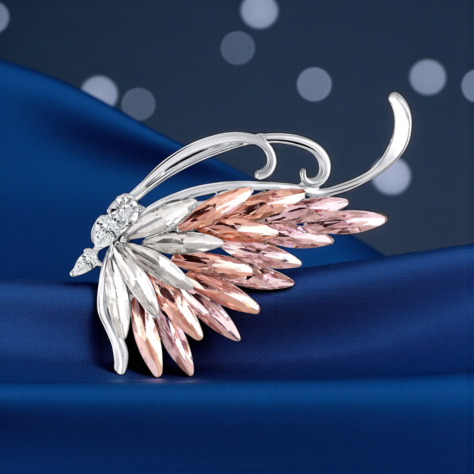 Sparkling Color Changing Stones Butterfly Brooch / Saree Pin