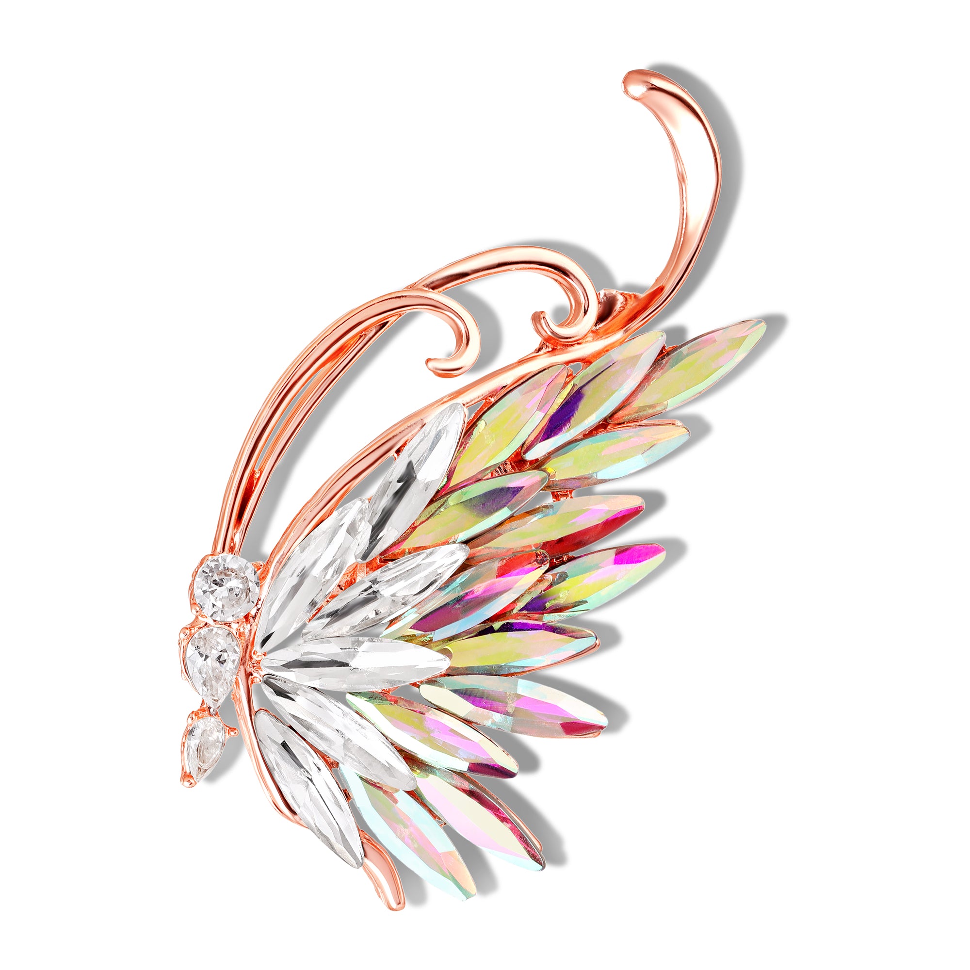 Sparkling Color Changing Stones Butterfly Brooch / Saree Pin