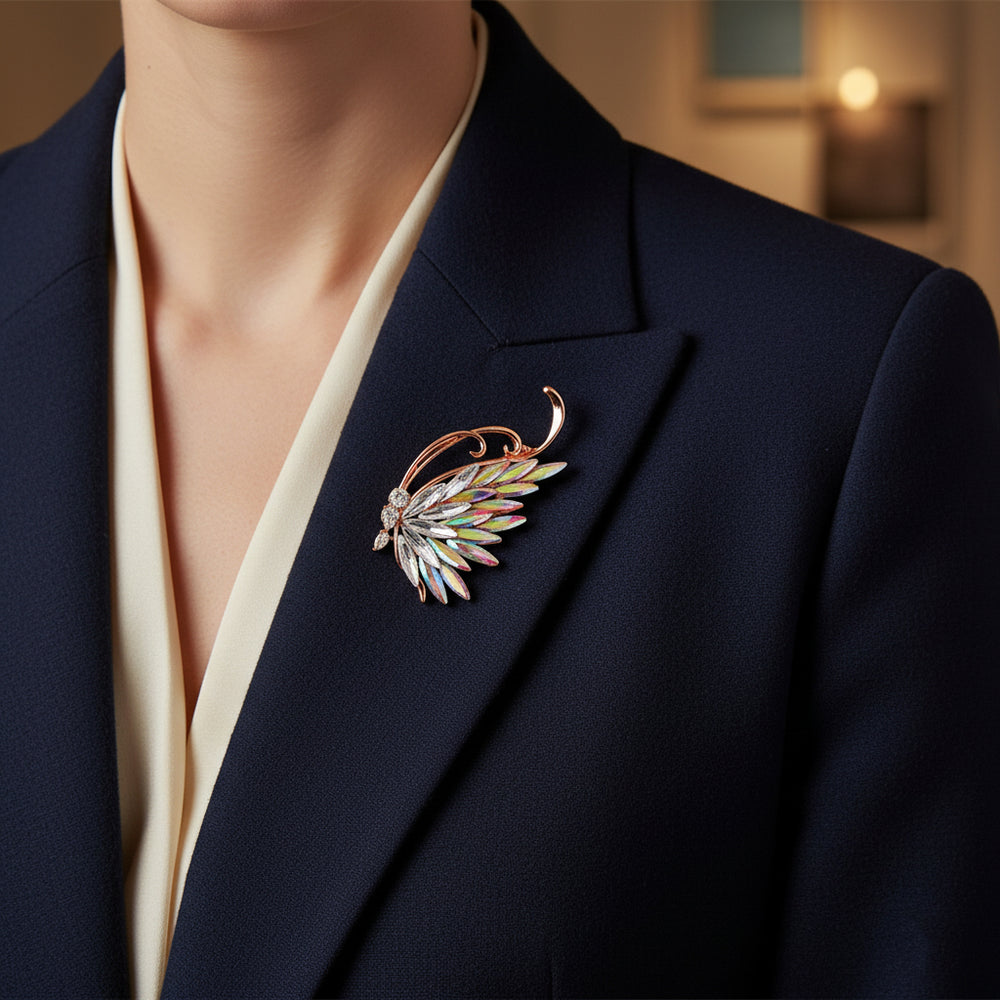 Sparkling Color Changing Stones Butterfly Brooch / Saree Pin
