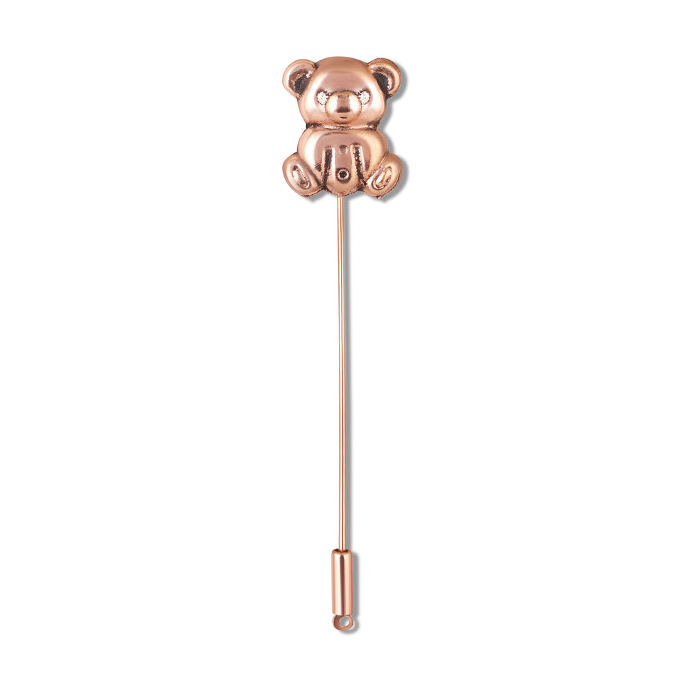 Vintage Gold Tone Teddy Bear Detailed Stick Lapel Pin