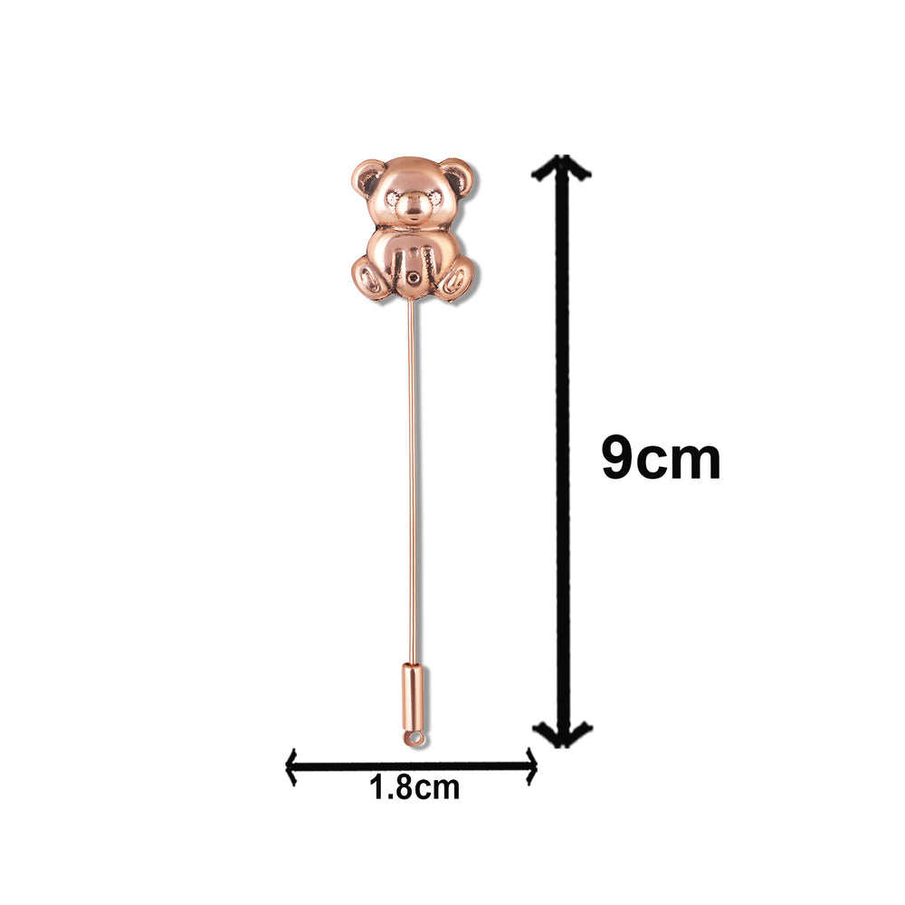 Vintage Gold Tone Teddy Bear Detailed Stick Lapel Pin