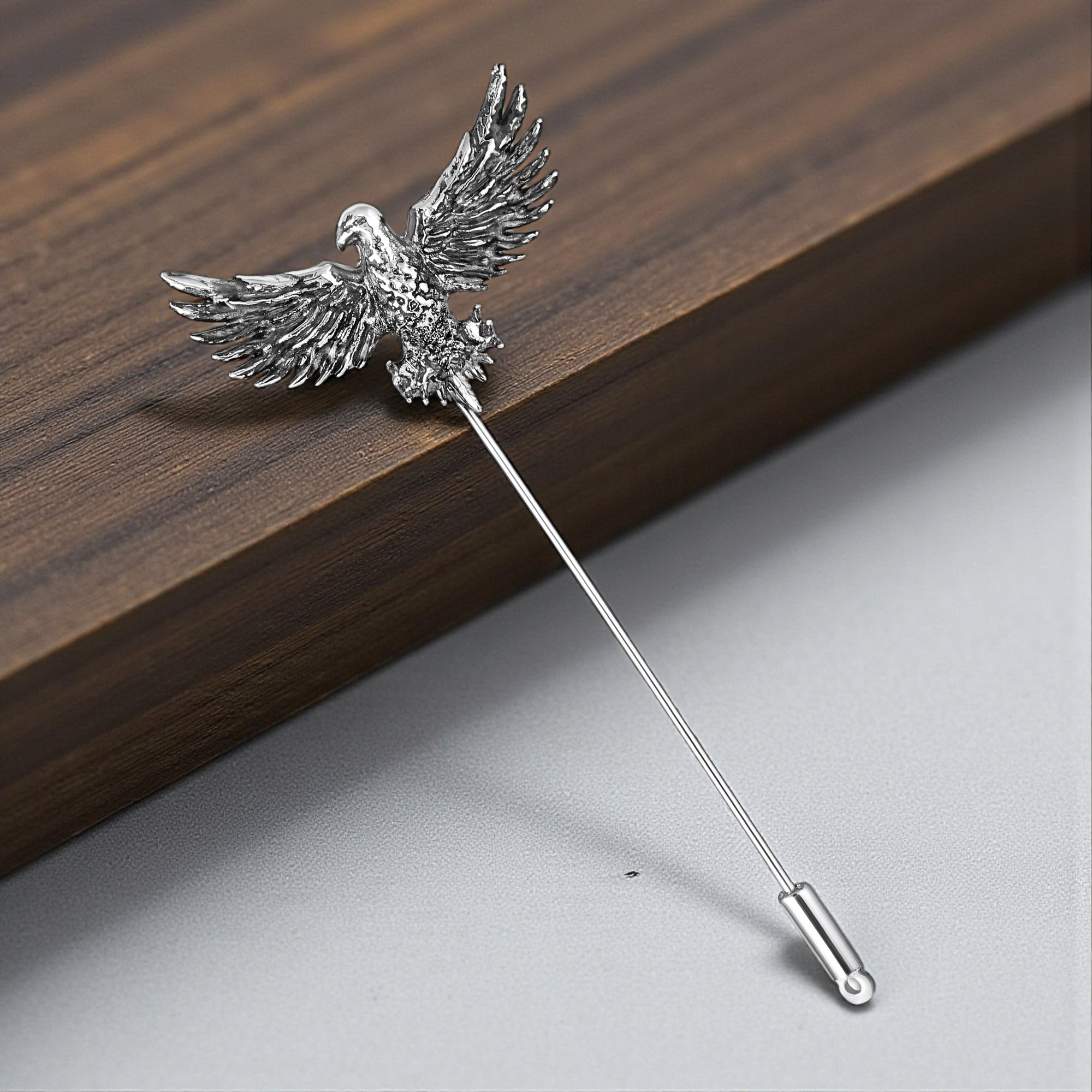 Premium Silver Color Eagle Brooch Lapel Pin