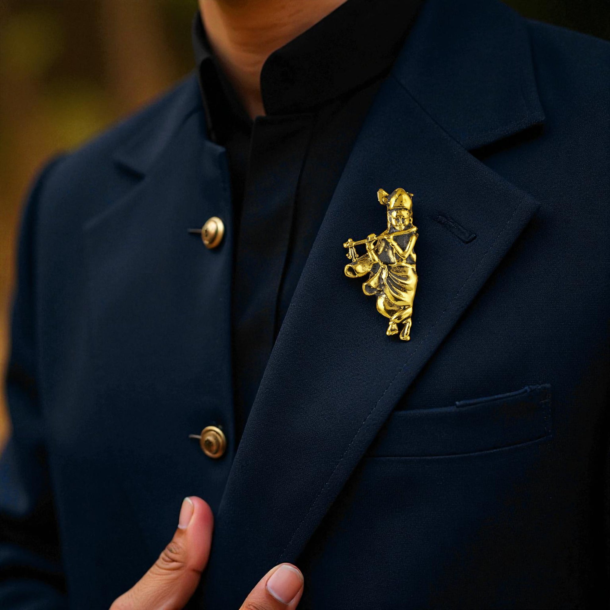 Divine Lord Krishna Flute Design Unisex Brooch Pin