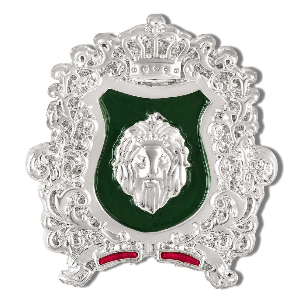 Royal Crest Meenakari Enamel Lion-Theme Brooch