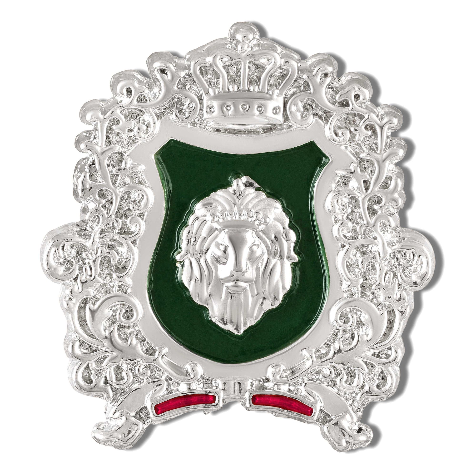 Royal Crest Meenakari Enamel Lion-Theme Brooch