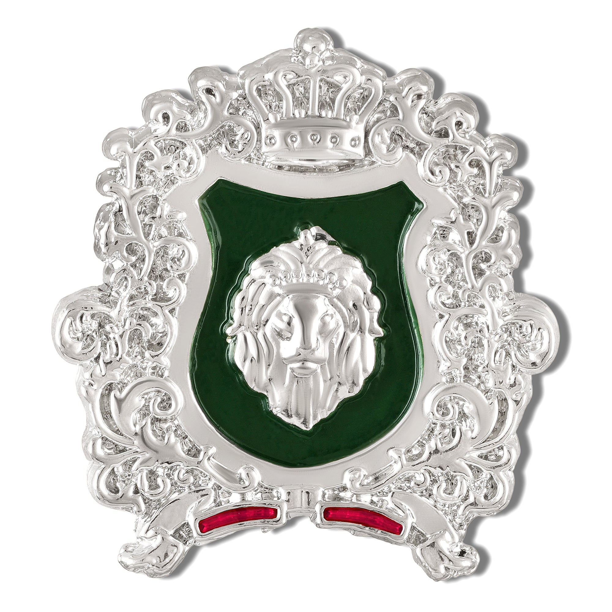 Royal Crest Meenakari Enamel Lion-Theme Brooch