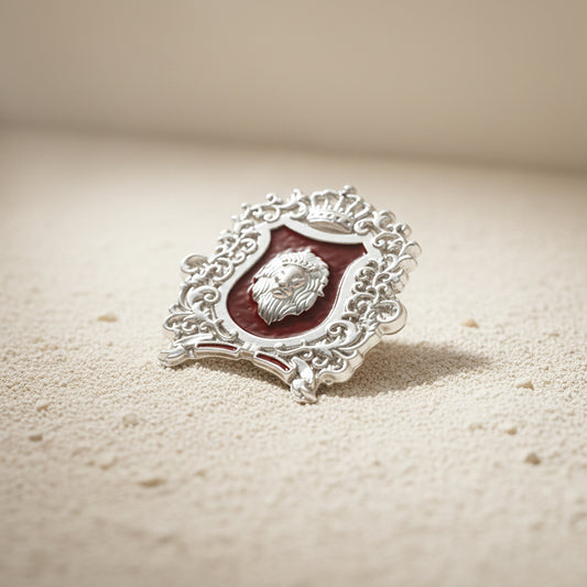 Royal Crest Meenakari Enamel Lion-Theme Brooch