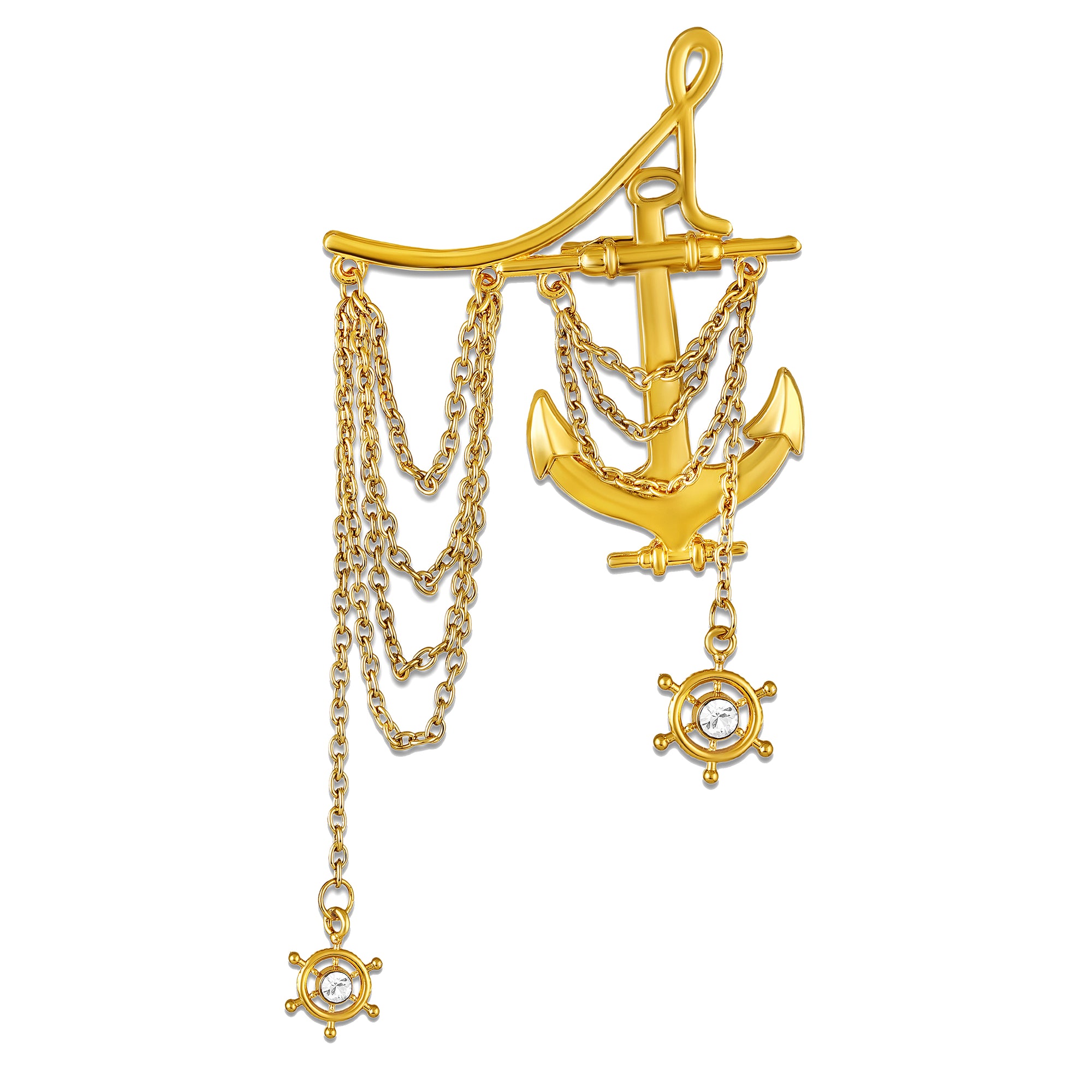 Nautica Anchor Gold Chain Brooch for Men