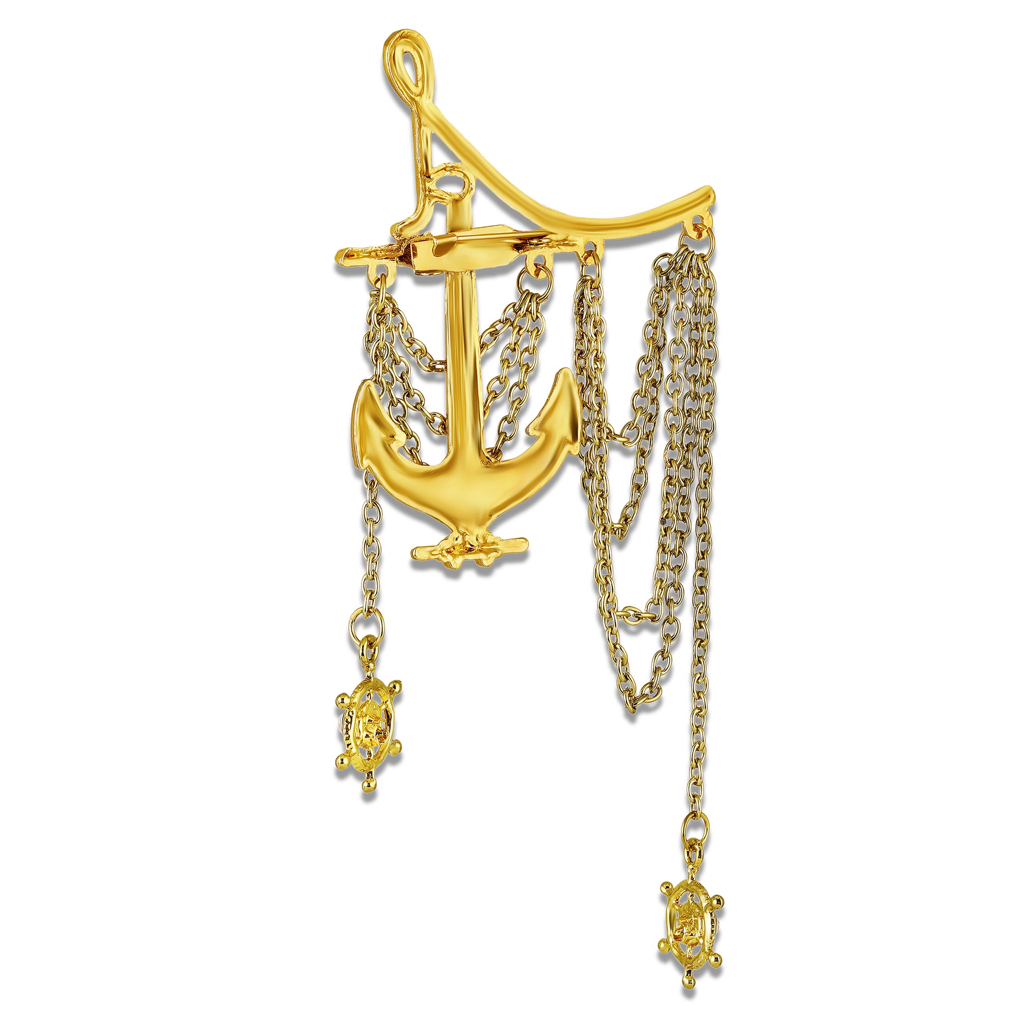 Nautica Anchor Gold Chain Brooch for Men