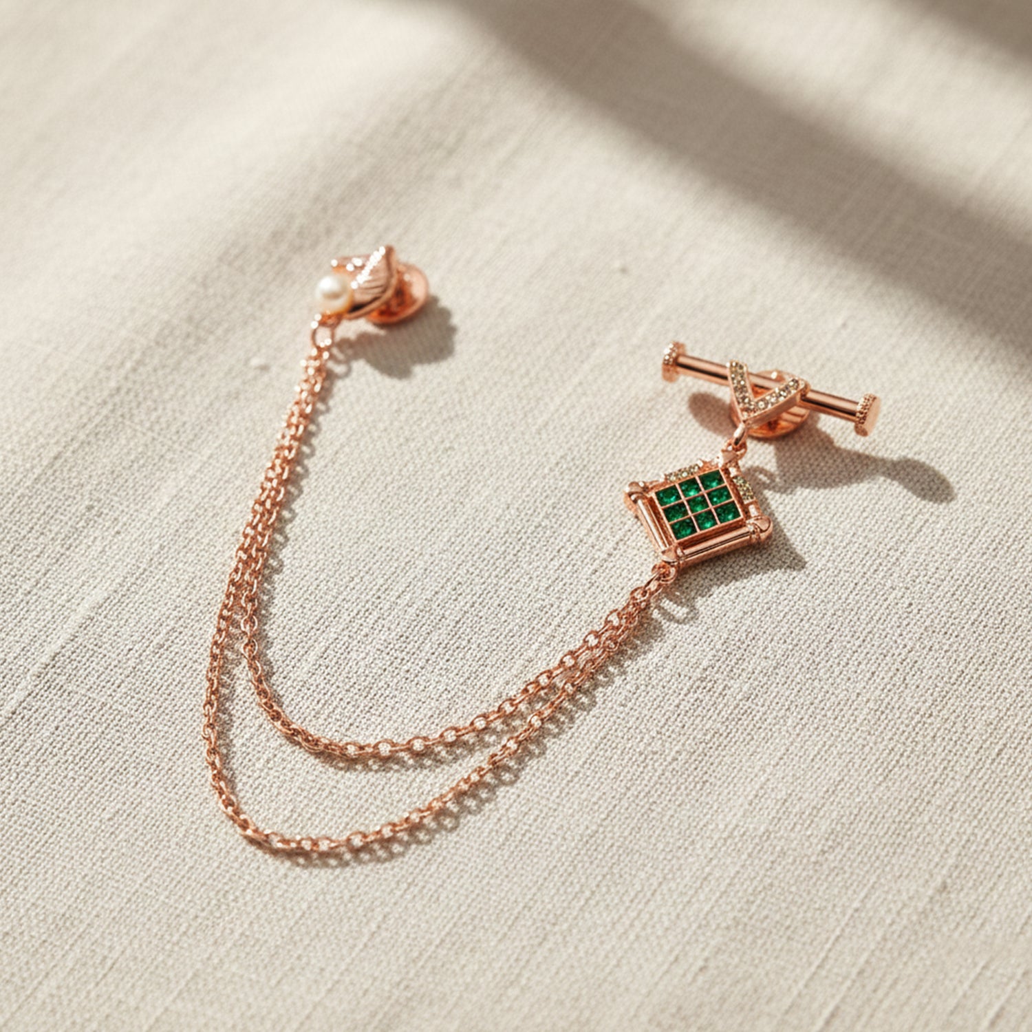 Royal Horse-Shaped Dual-Chain Enamel Brooch