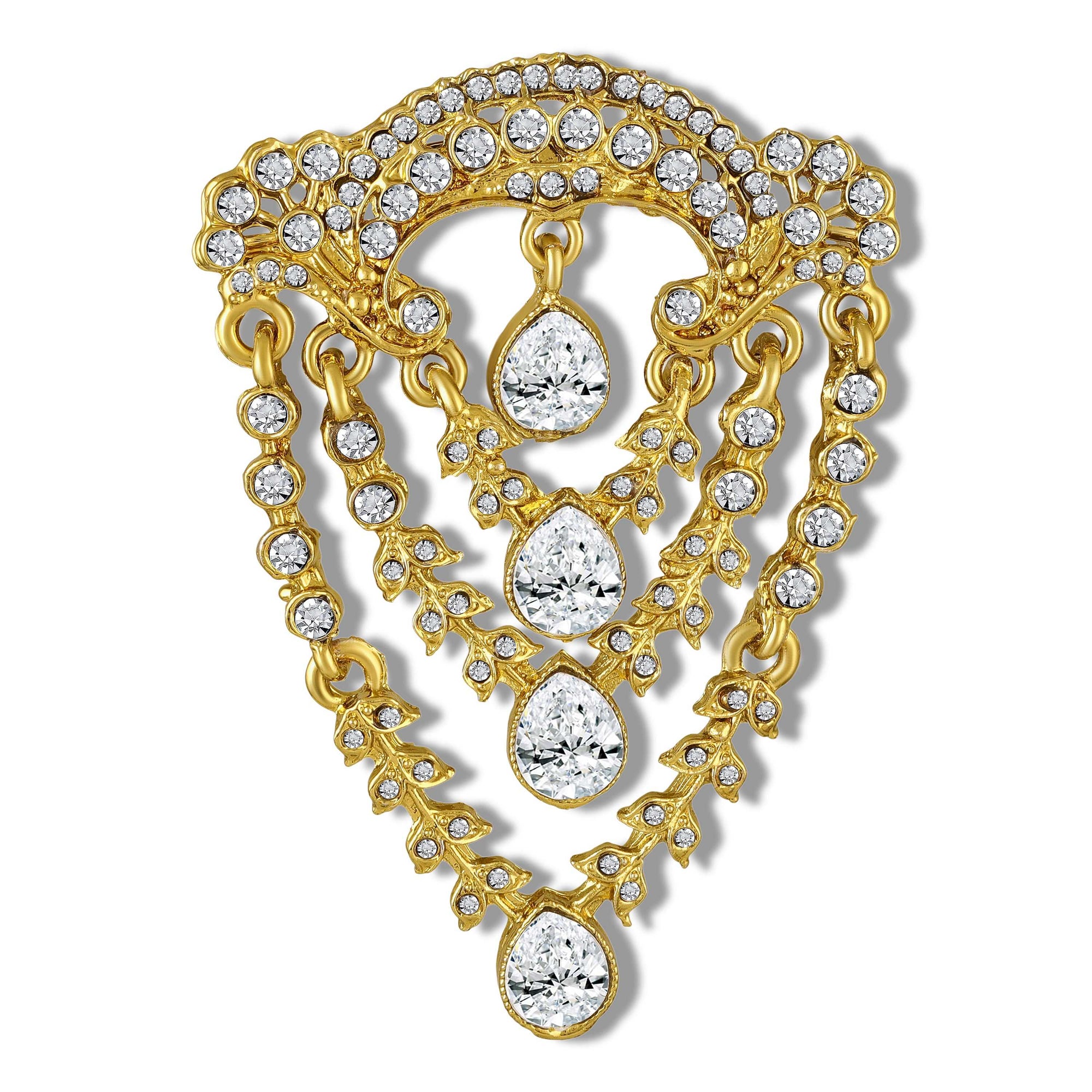 Regal Cascade Three Layer Teardrop Brooch for Men