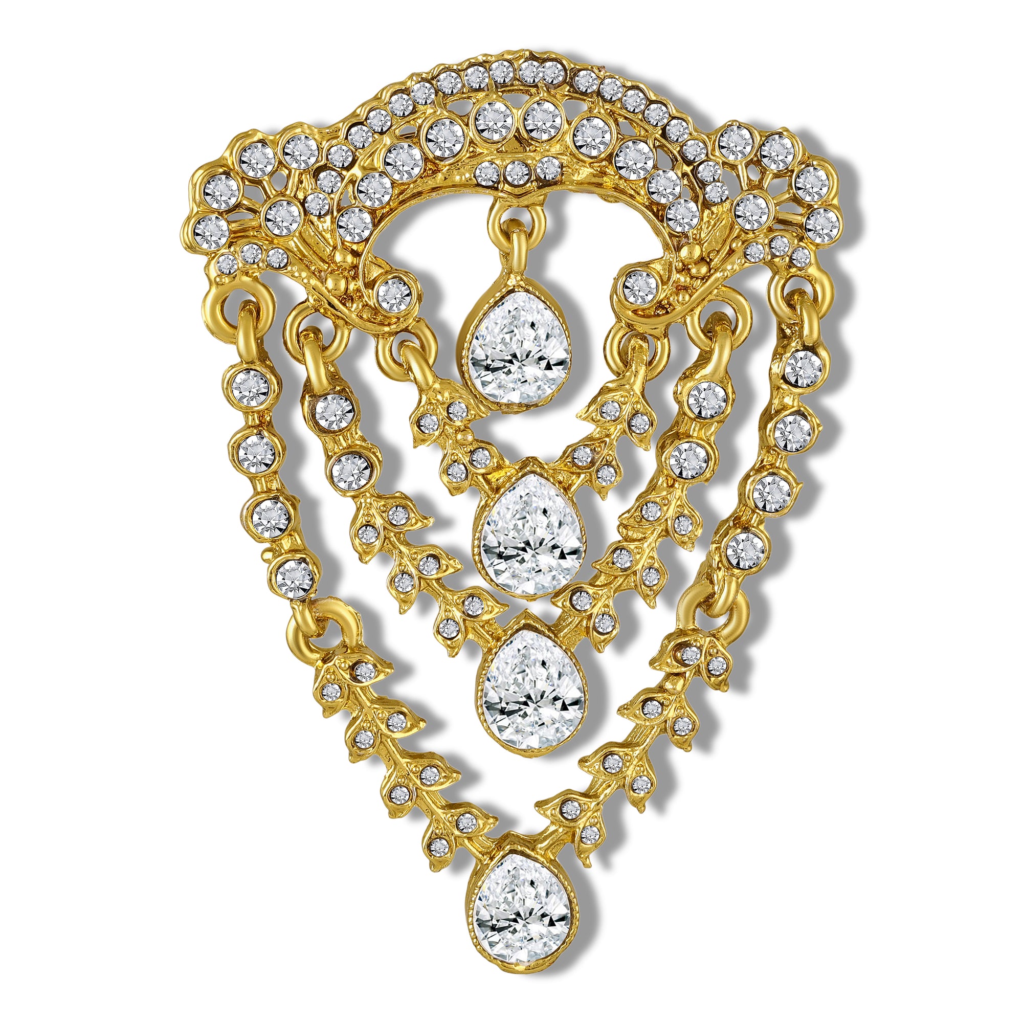 Regal Cascade Three Layer Teardrop Brooch for Men