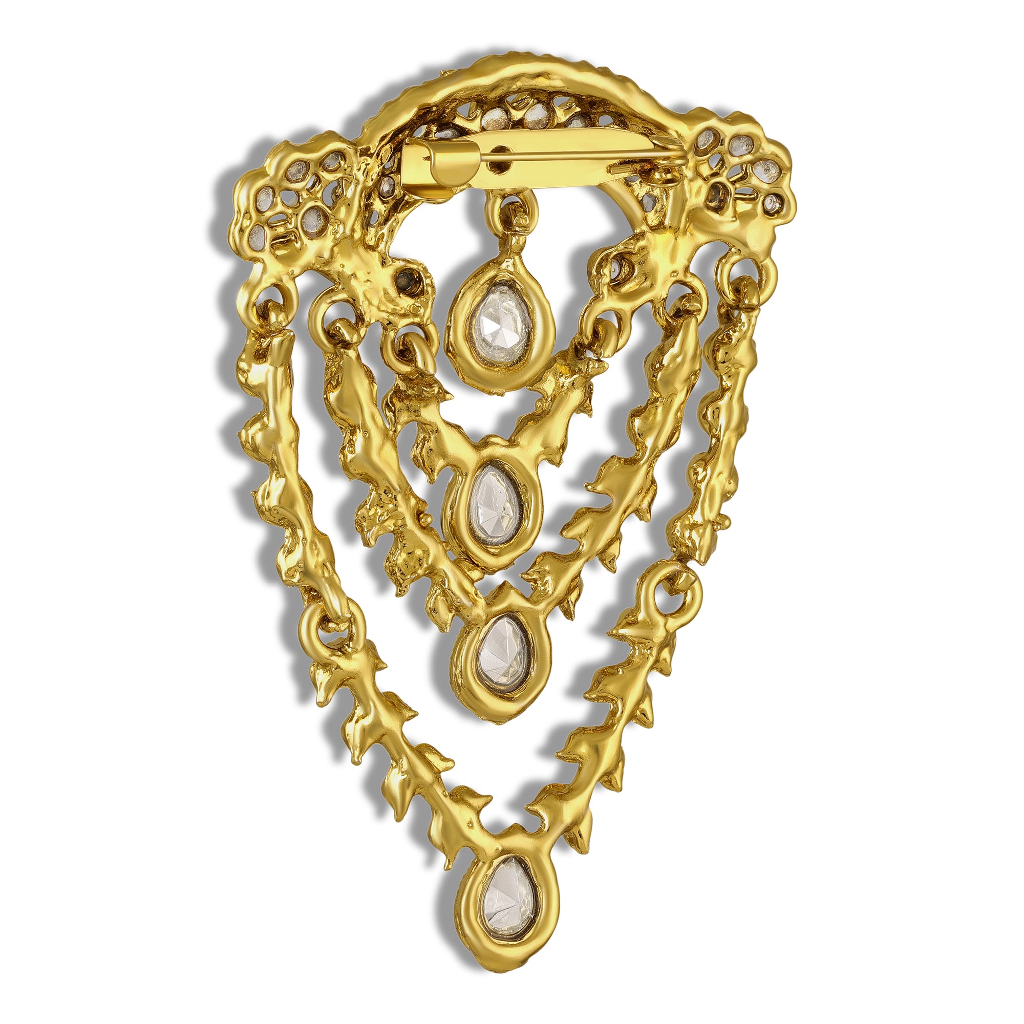 Regal Cascade Three Layer Teardrop Brooch for Men