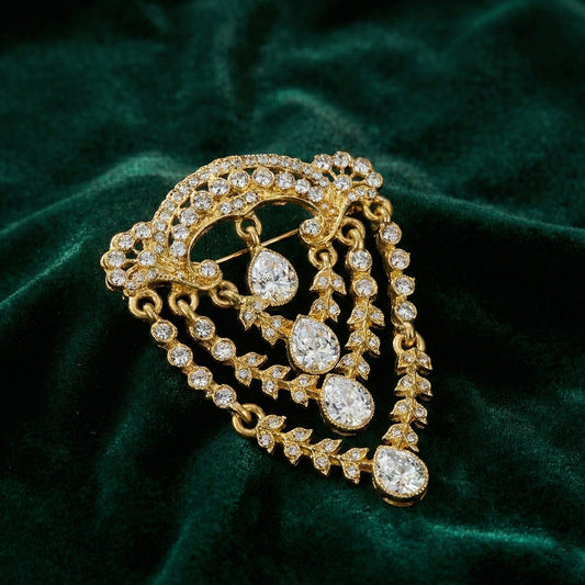 Regal Cascade Three Layer Teardrop Brooch for Men