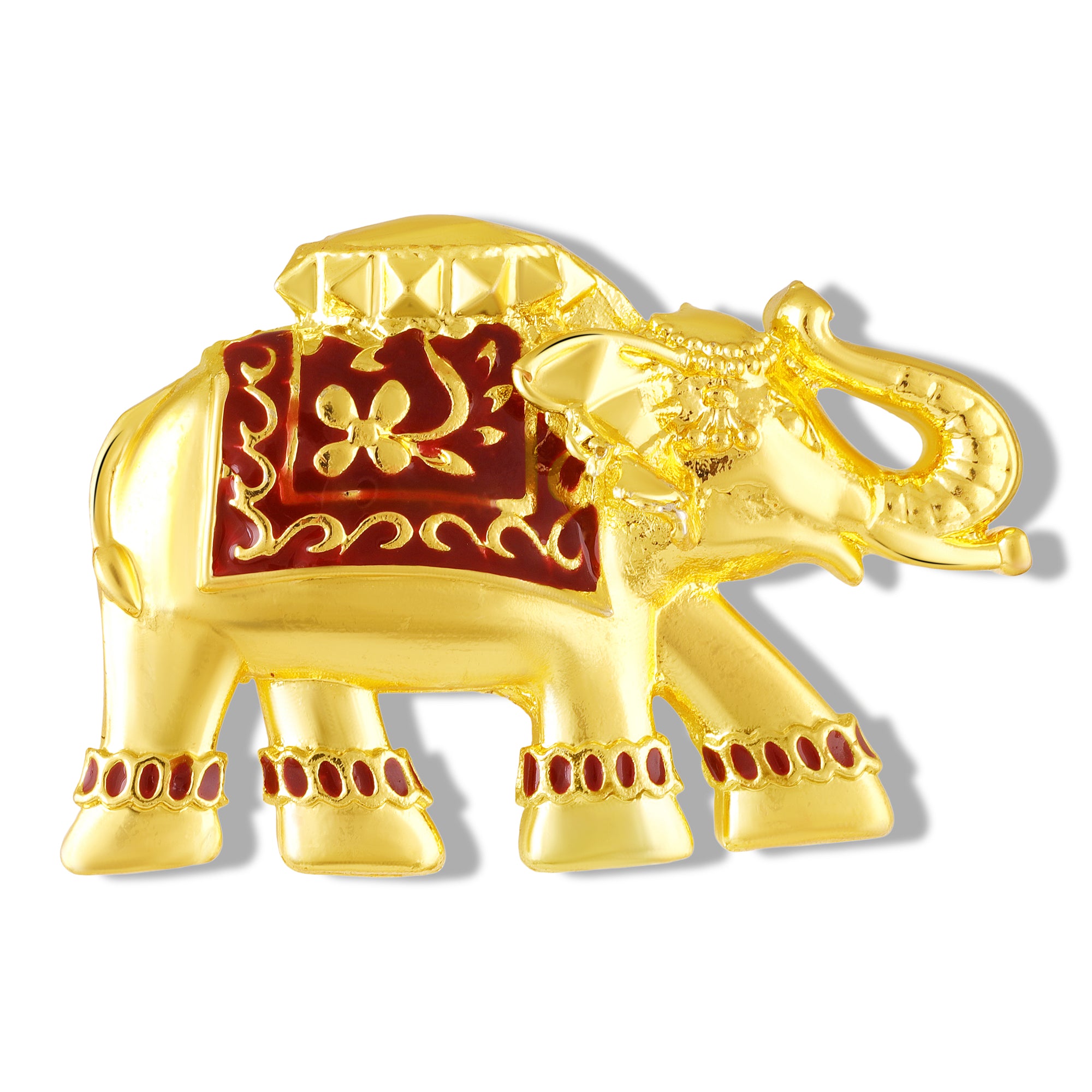 Meena Enamel Elephant-Shaped Unisex Brooch