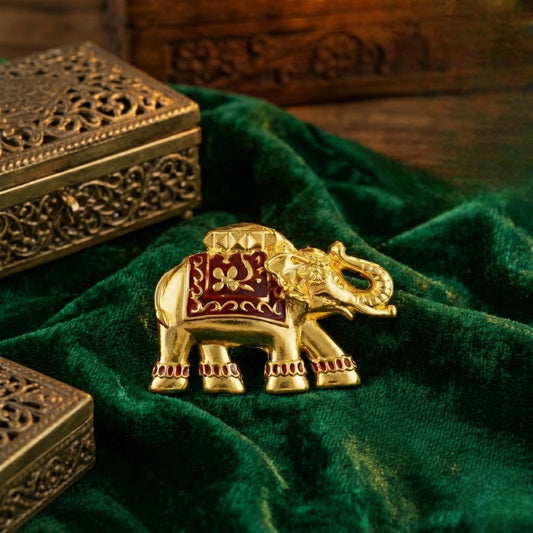 Meena Enamel Elephant-Shaped Unisex Brooch
