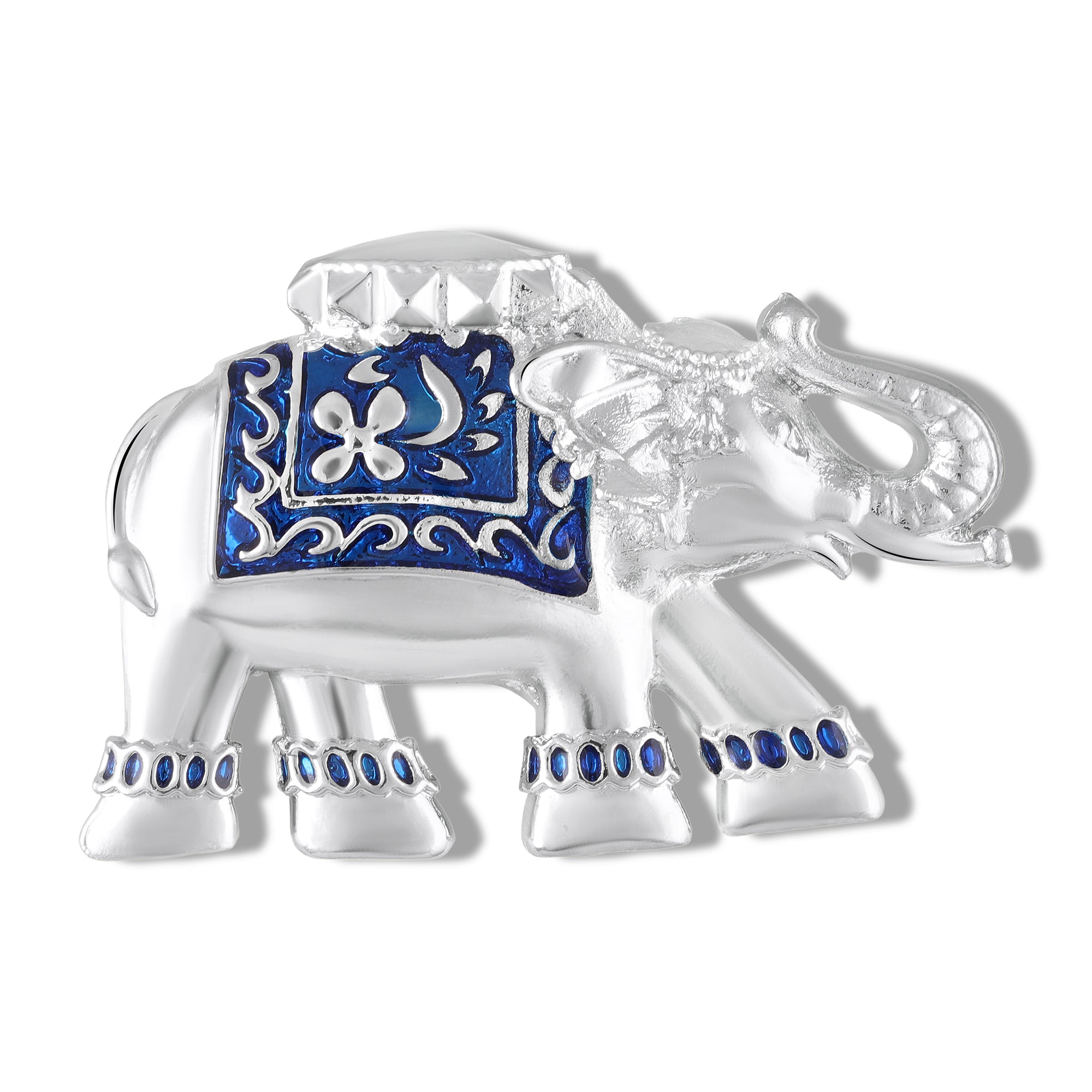 Meena Enamel Elephant-Shaped Unisex Brooch
