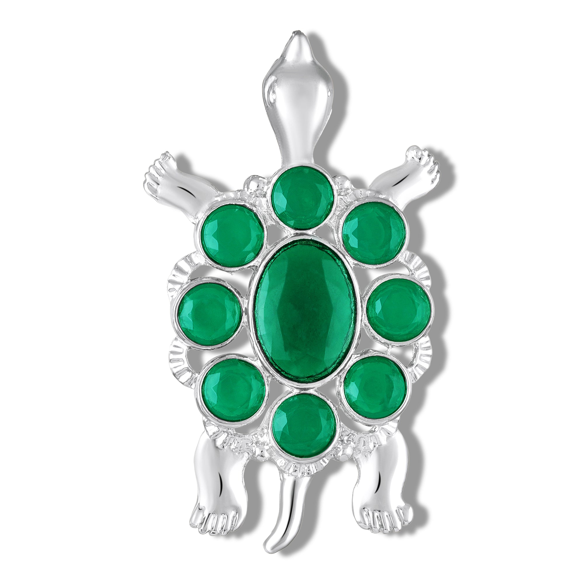 Tortoise-Shaped Green Crystals Brooch / Lapel Pin