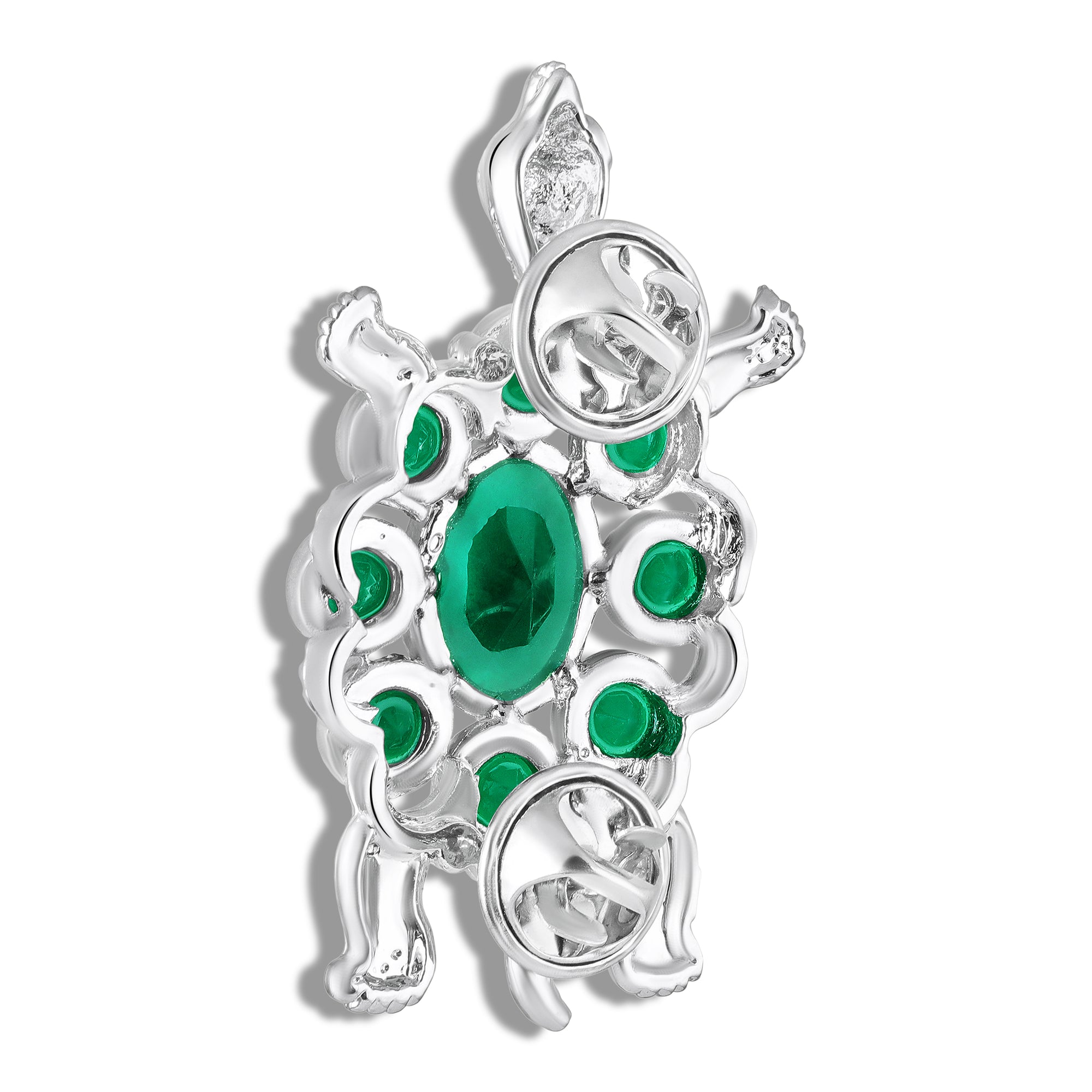 Tortoise-Shaped Green Crystals Brooch / Lapel Pin