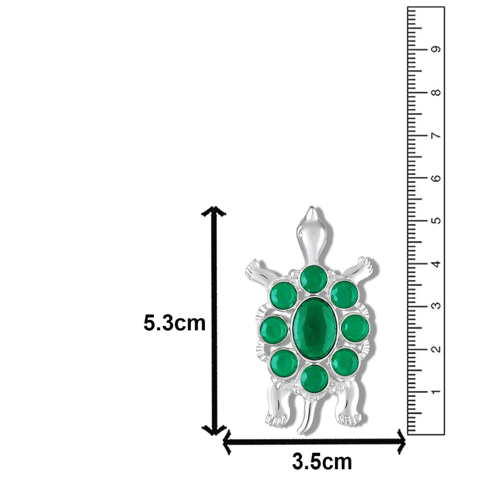 Tortoise-Shaped Green Crystals Brooch / Lapel Pin