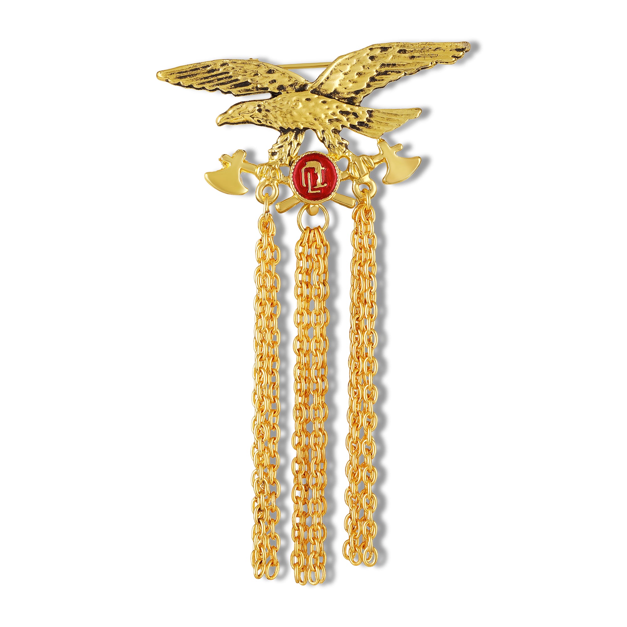 Regal Eagle-Theme Tassel Chain Brooch for Men