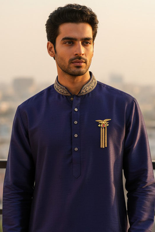 Regal Eagle-Theme Tassel Chain Brooch for Men