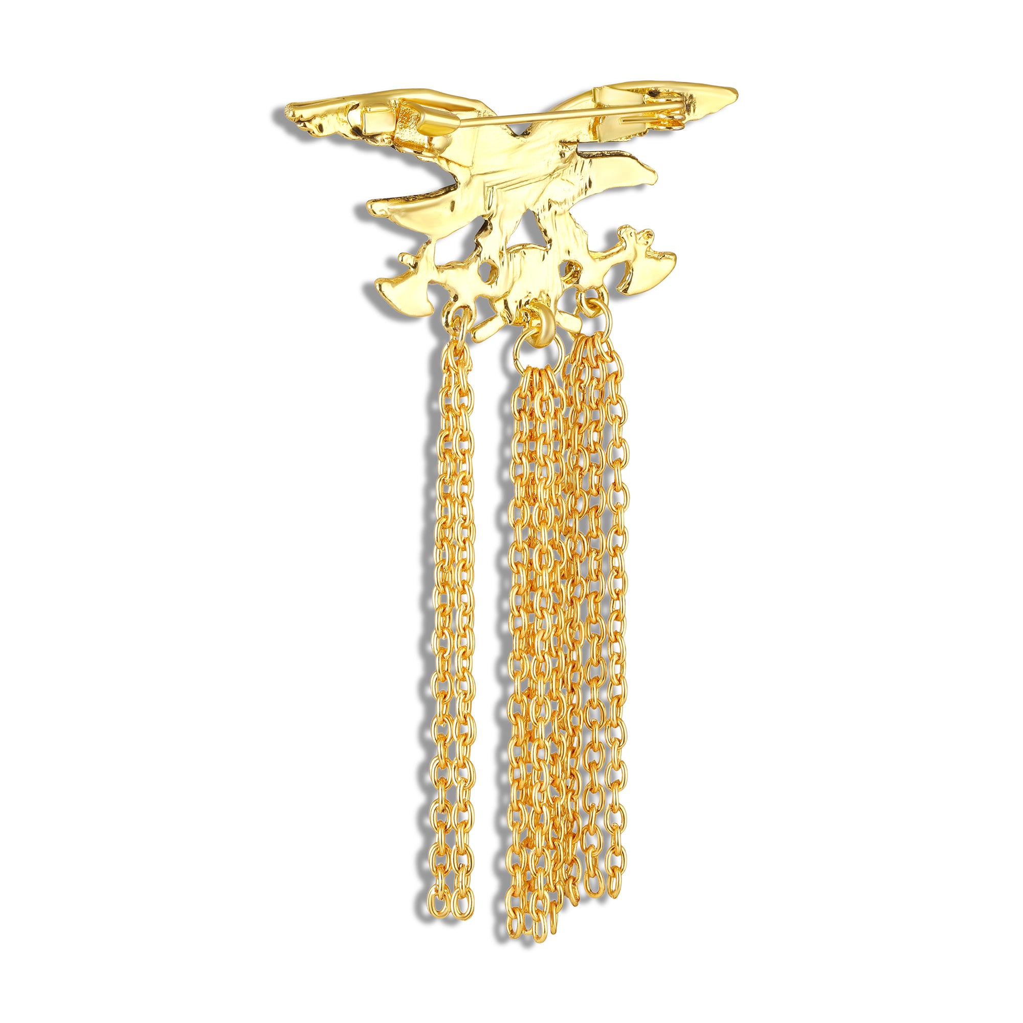 Regal Eagle-Theme Tassel Chain Brooch for Men