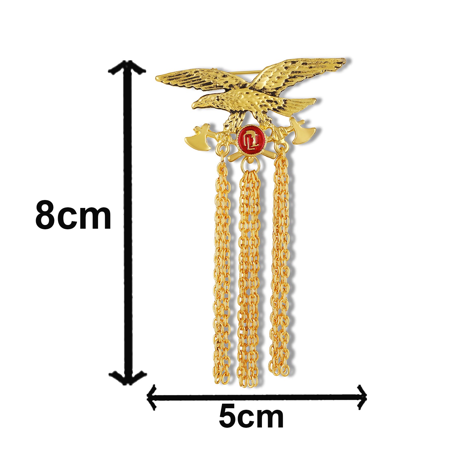 Regal Eagle-Theme Tassel Chain Brooch for Men