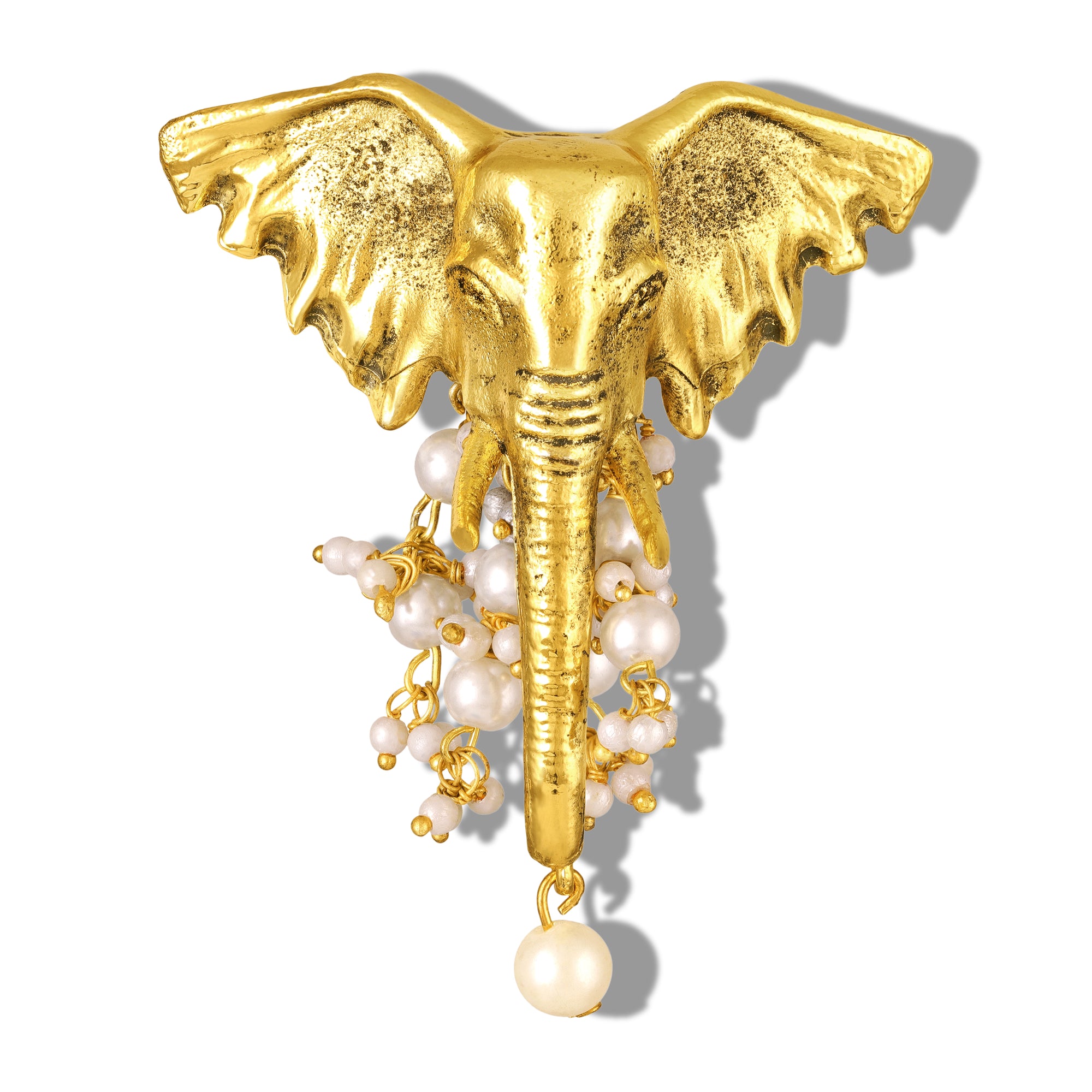 Royal Gold Tone Gajraj Artificial Pearl Shervani Brooch