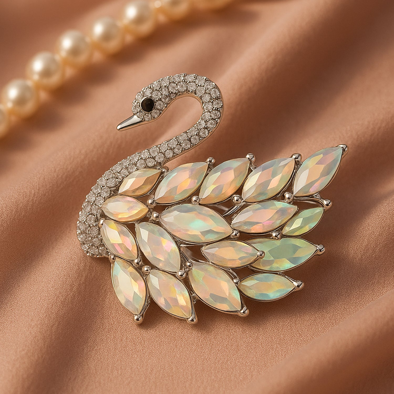 Sparkling Crystals Swan Brooch / Lapel Pin for Women