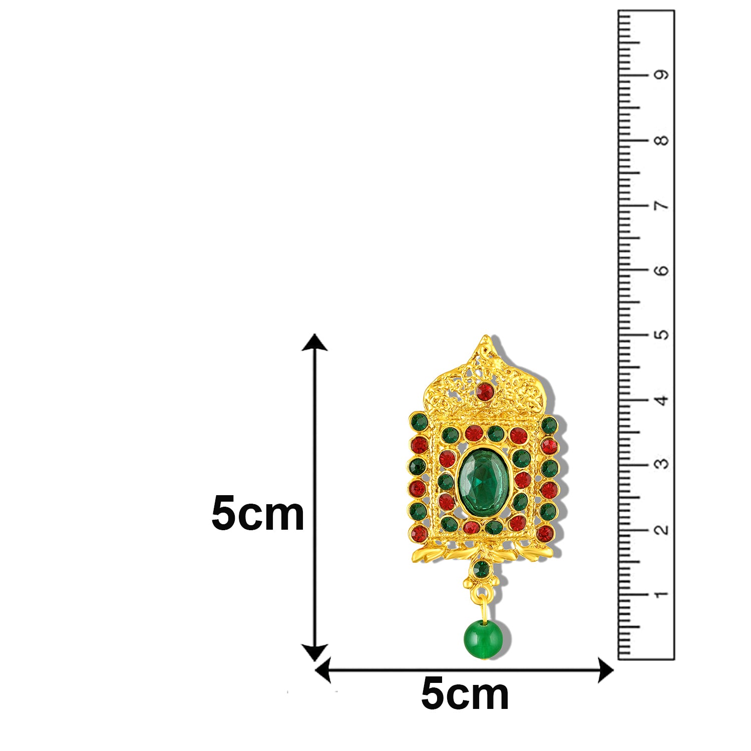 Royal Green and Red Crystals Studded Wedding Brooch