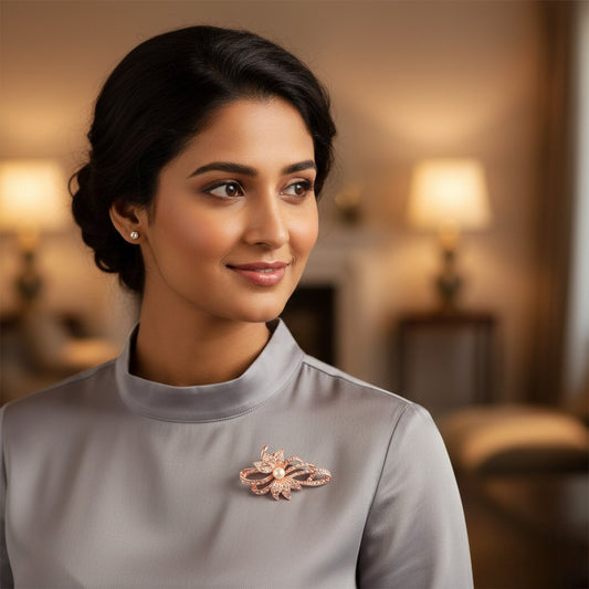 Elegant Bow-Loop Floral Brooch / Lapel Pin