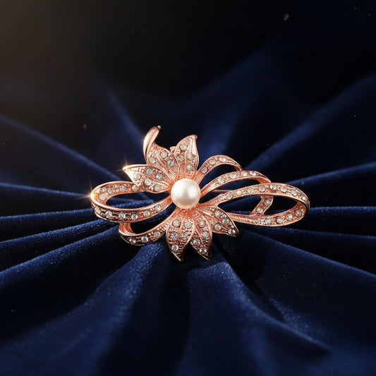 Elegant Bow-Loop Floral Brooch / Lapel Pin