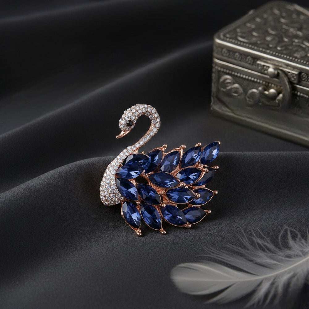 Sparkling Studded Crystals Swan-Shaped Brooch / Lapel Pin