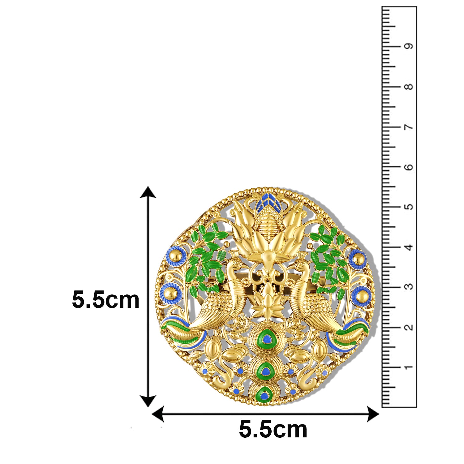 Dual Peacock-Shaped Lotus Enamel Brooch