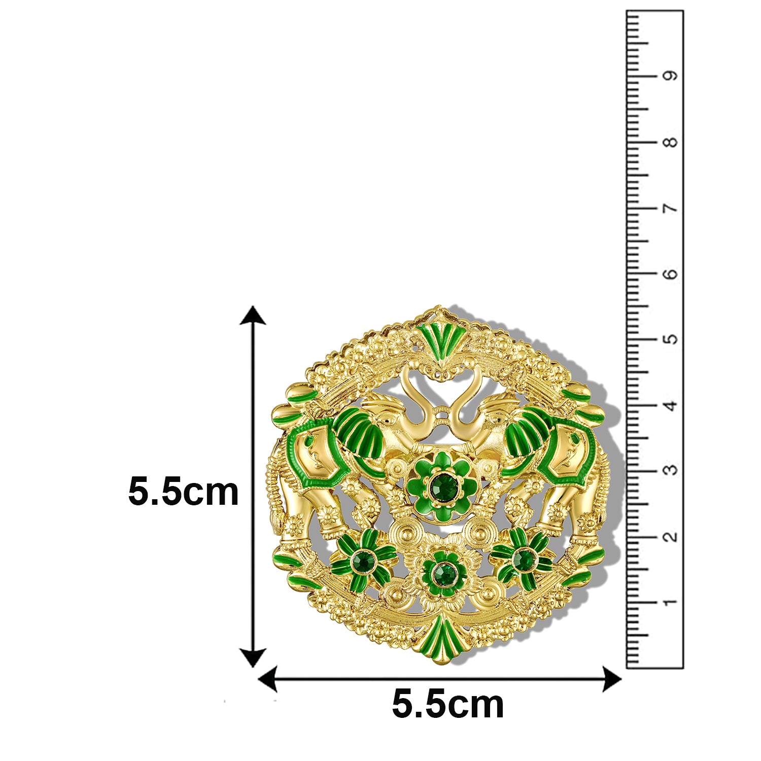 Dual Peacock-Shaped Lotus Enamel Brooch