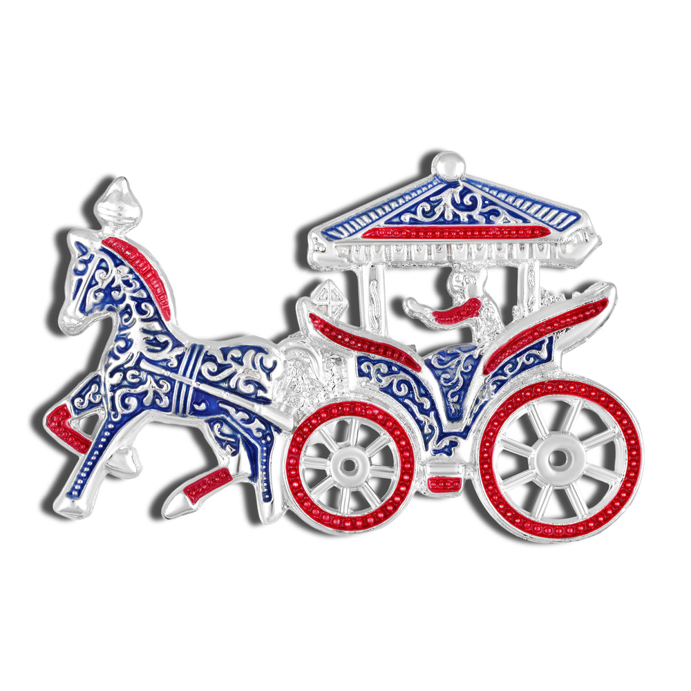 Enamel Horse Carriage Brooch Lapel Pin
