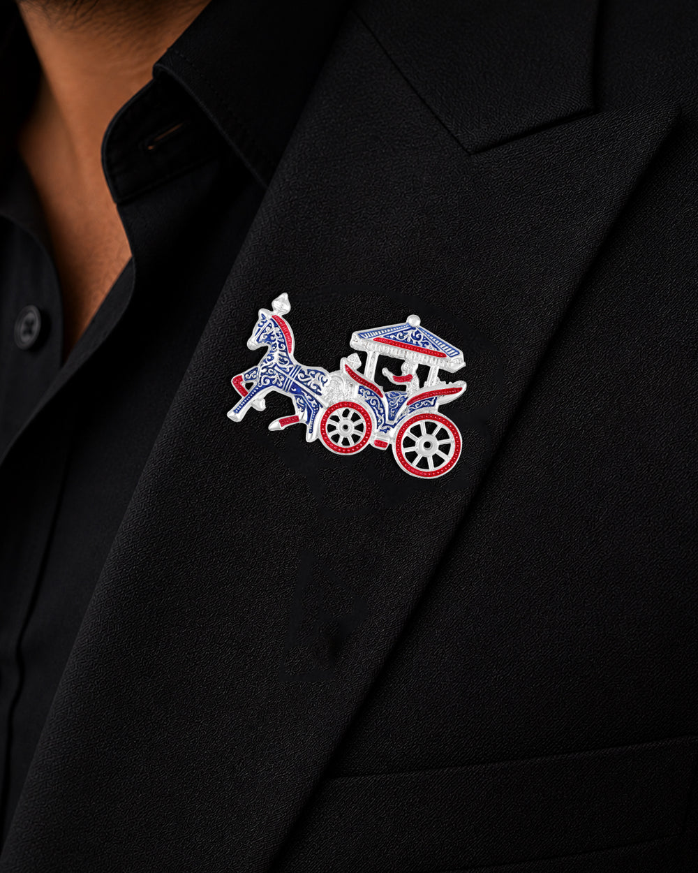 Enamel Horse Carriage Brooch Lapel Pin