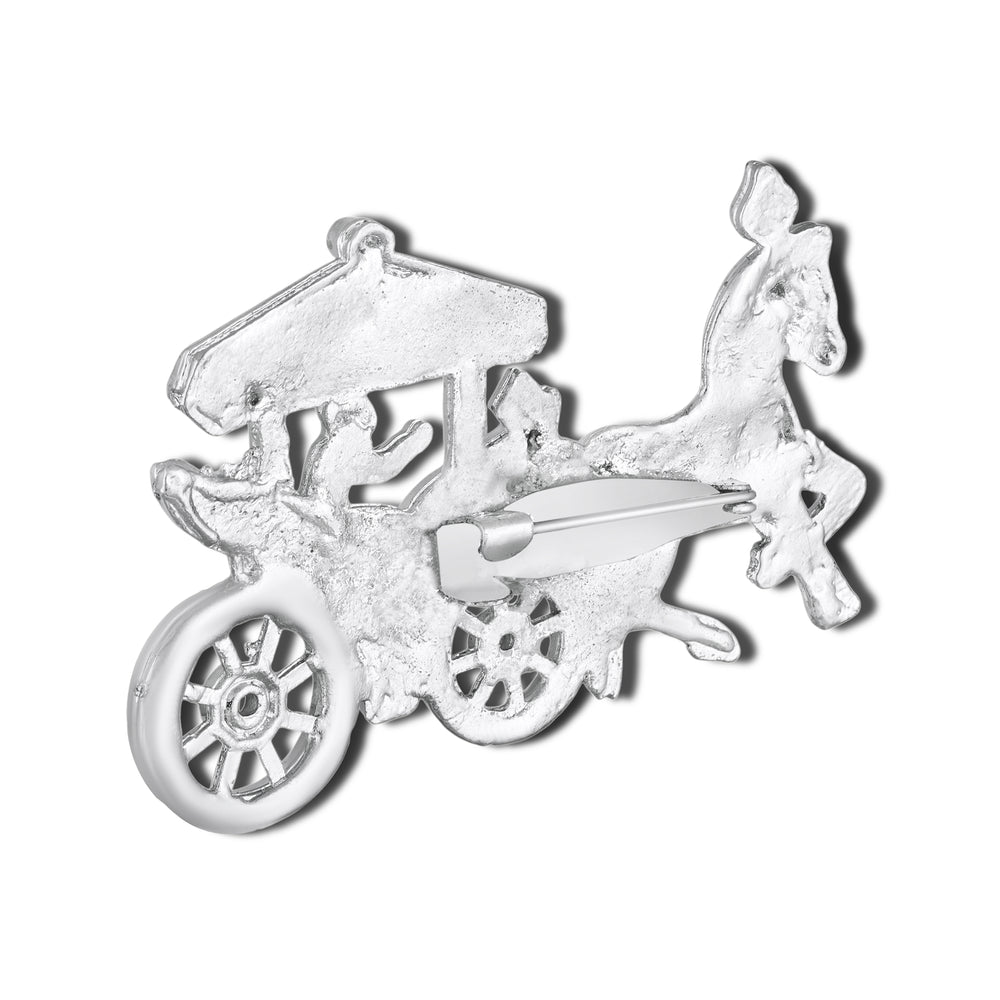 Enamel Horse Carriage Brooch Lapel Pin